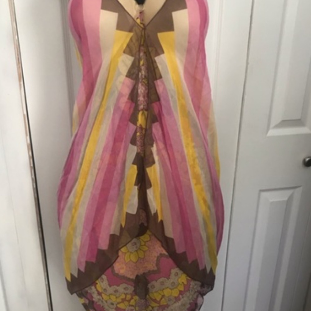 BCBGMaxAzria Pink and Yellow Floral Dress